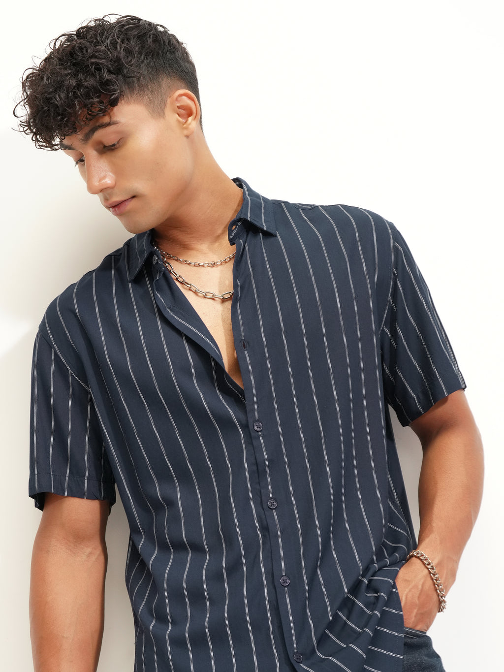 Highlander Men Blue Striped Relaxed Fit Casual Shirt - Blue - Image 1