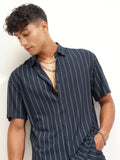 Highlander Men Blue Striped Relaxed Fit Casual Shirt - Blue - Image 1