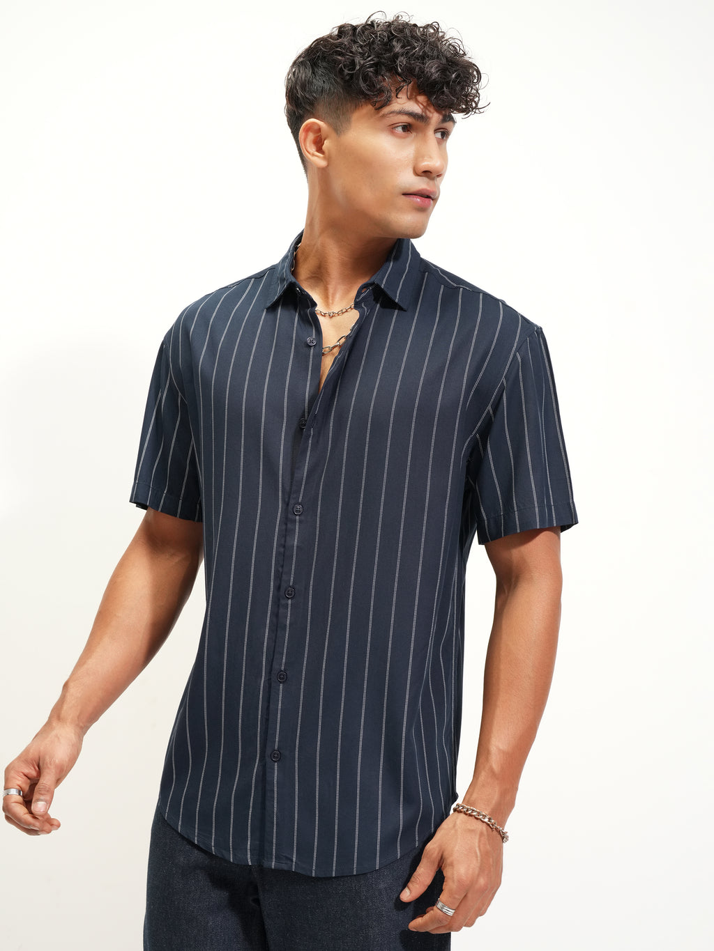 Highlander Men Blue Striped Relaxed Fit Casual Shirt - Blue - Image 4