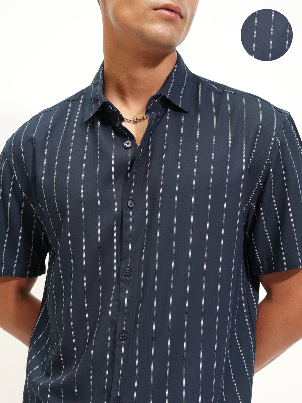 Highlander Men Blue Striped Relaxed Fit Casual Shirt - Blue - Image 5