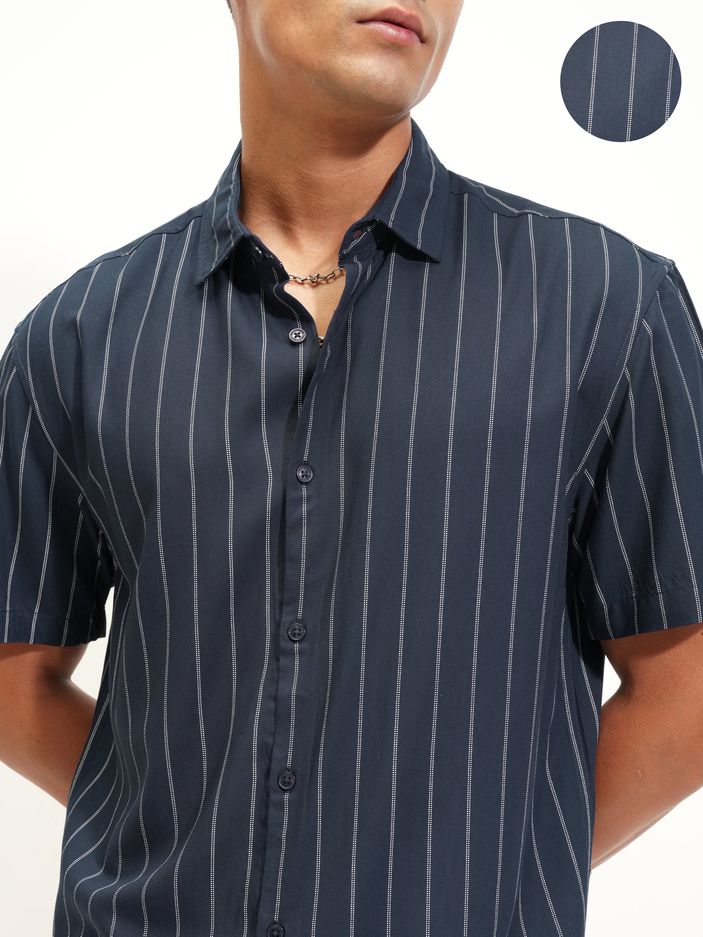 Highlander Men Blue Striped Relaxed Fit Casual Shirt - Blue - Image 5