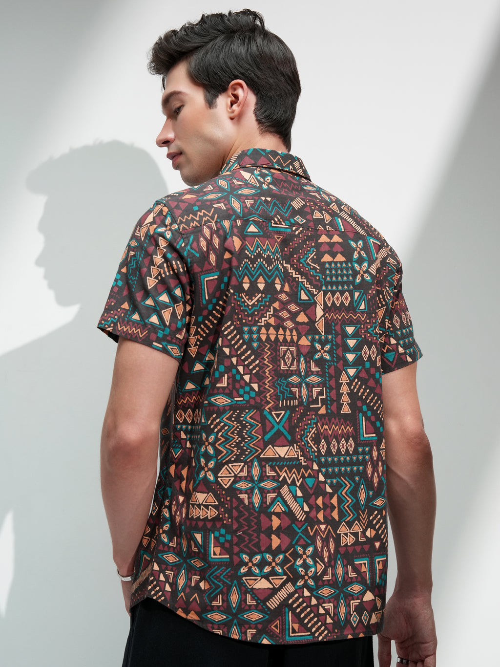 Highlander Men Brown Printed Slim Fit Casual Shirt - Brown - Image 3