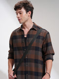 Highlander Men Brown Checked Relaxed Fit Casual Shirt - Brown - Image 1