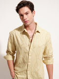 Highlander Men Mustard Self Design Relaxed Fit Casual Shirt - Mustard - Image 1
