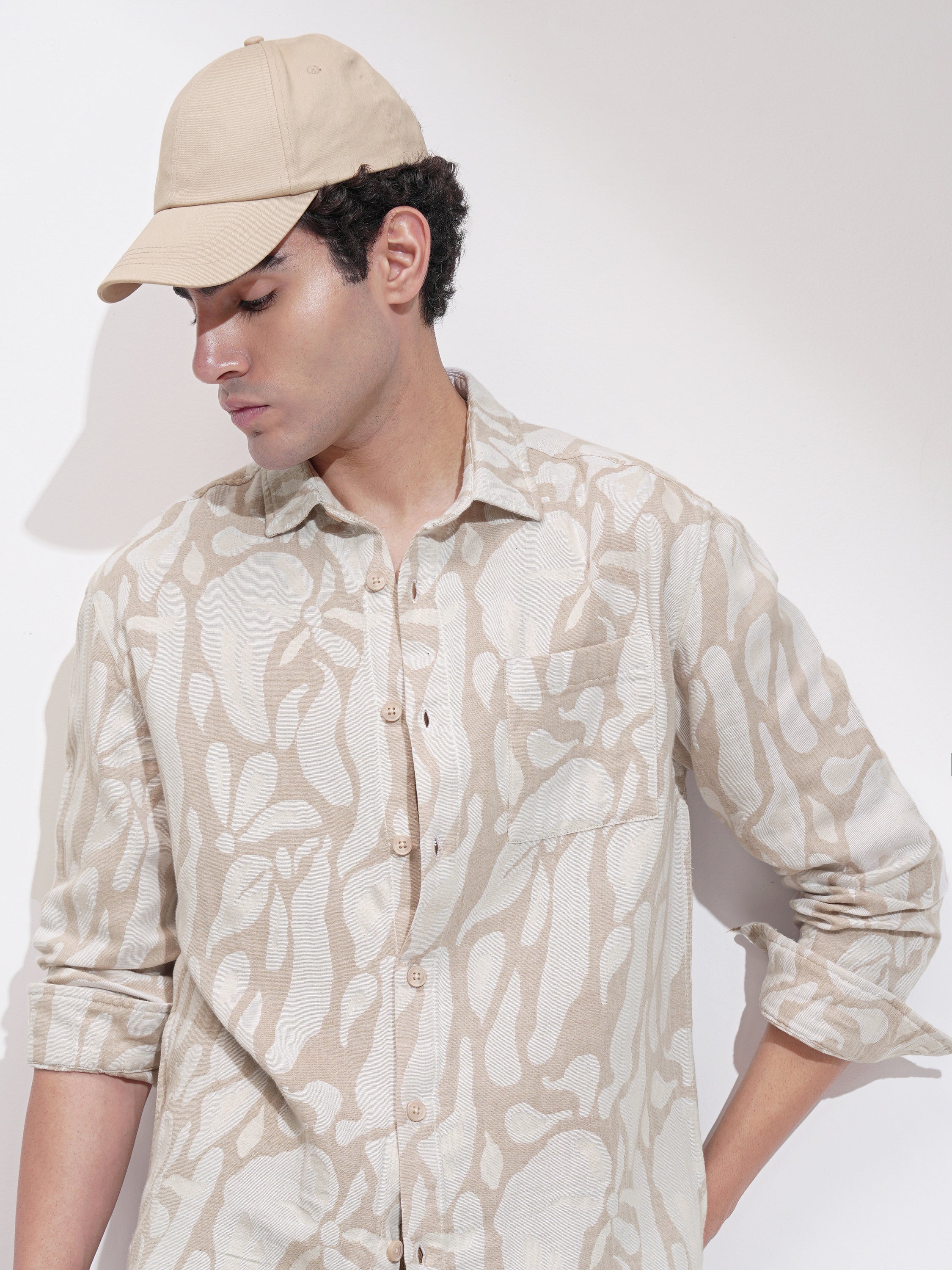 Highlander Men Blue Self Design Relaxed Fit Casual Shirt - Blue - Image 1