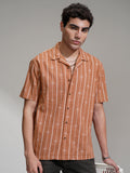 Highlander Men Rust Printed Relaxed Fit Casual Shirt - Rust - Image 1