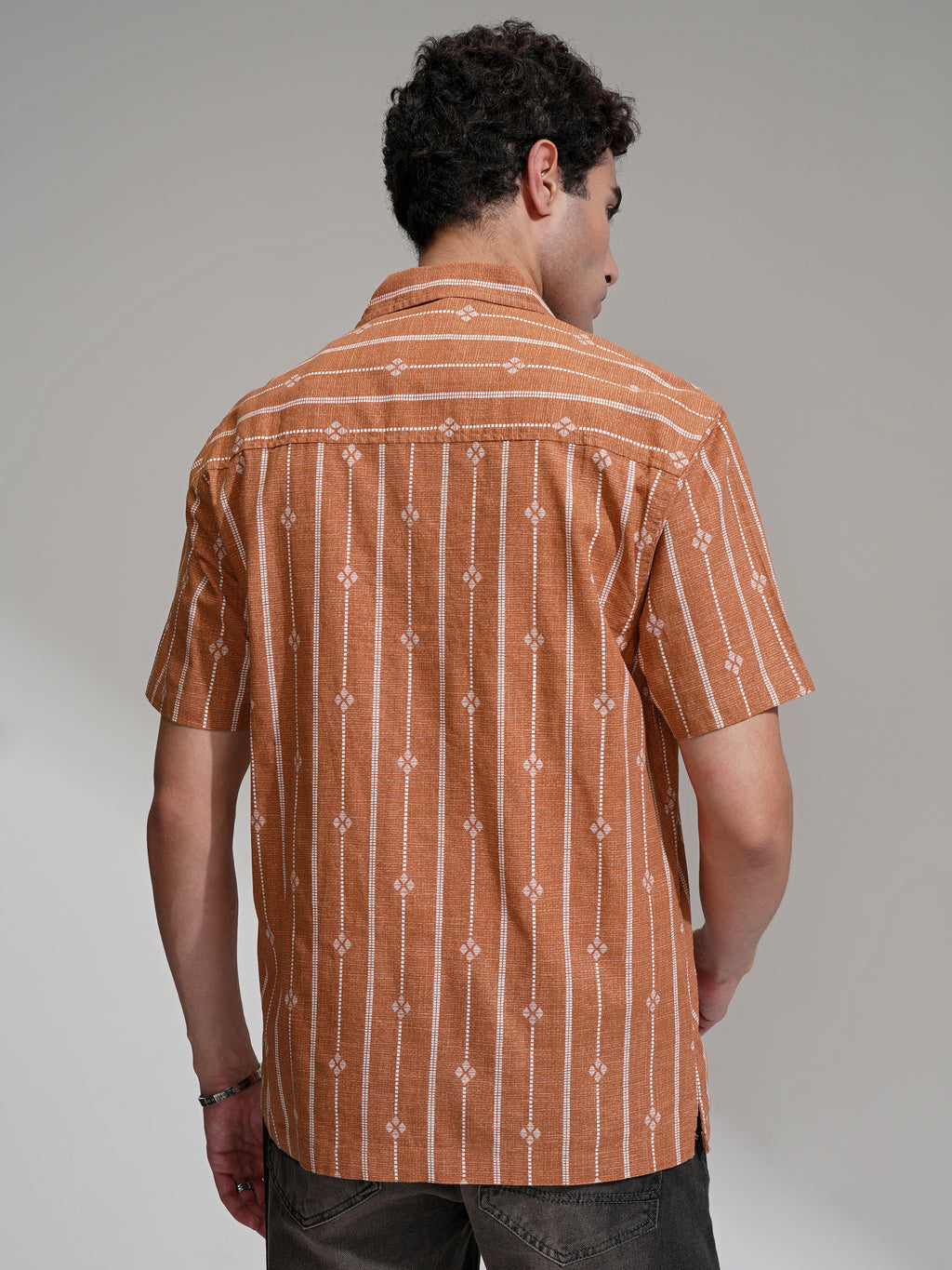 Highlander Men Rust Printed Relaxed Fit Casual Shirt - Rust - Image 3