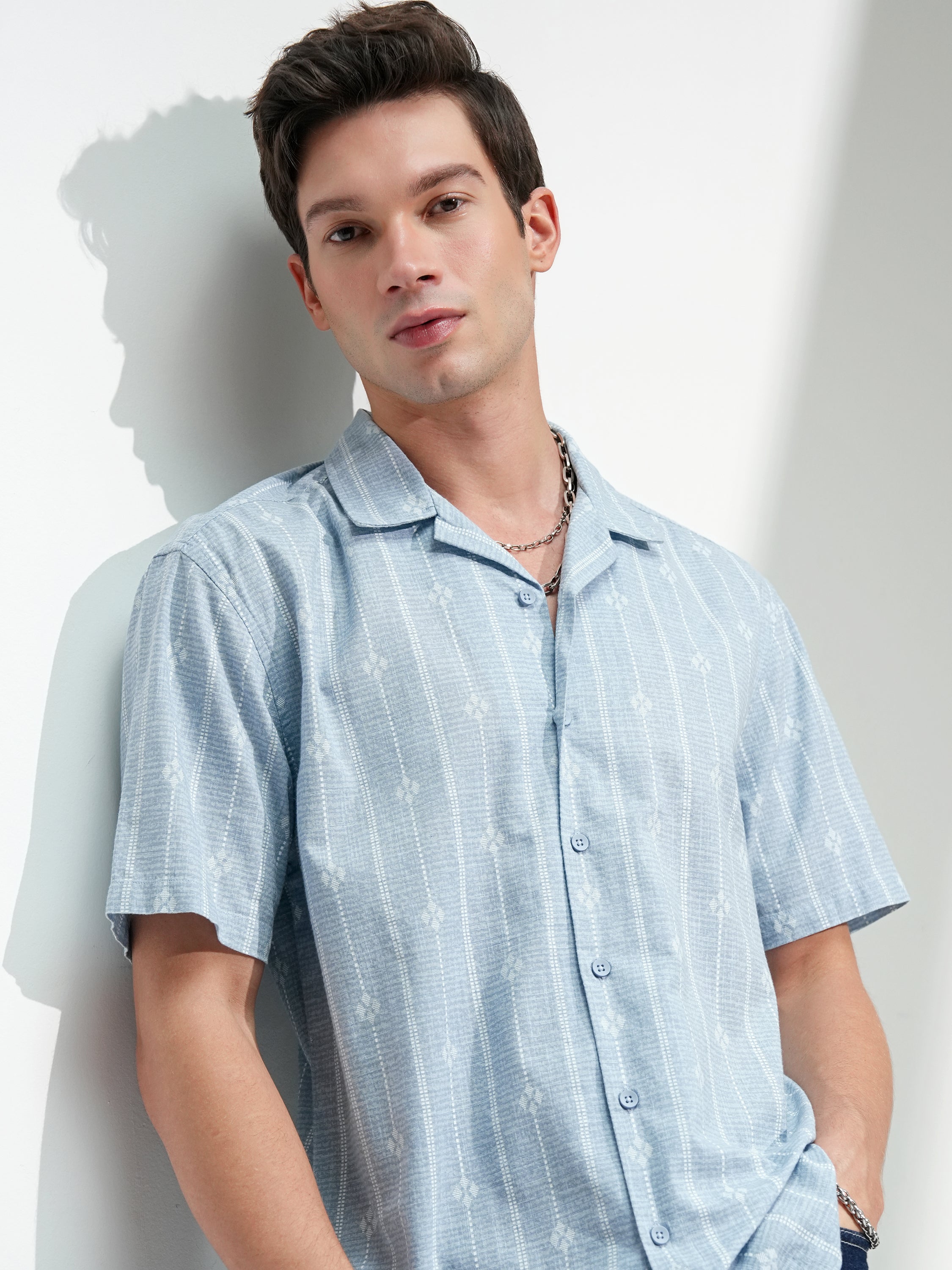 Highlander Men Blue Printed Relaxed Fit Casual Shirt - Blue - Image 1