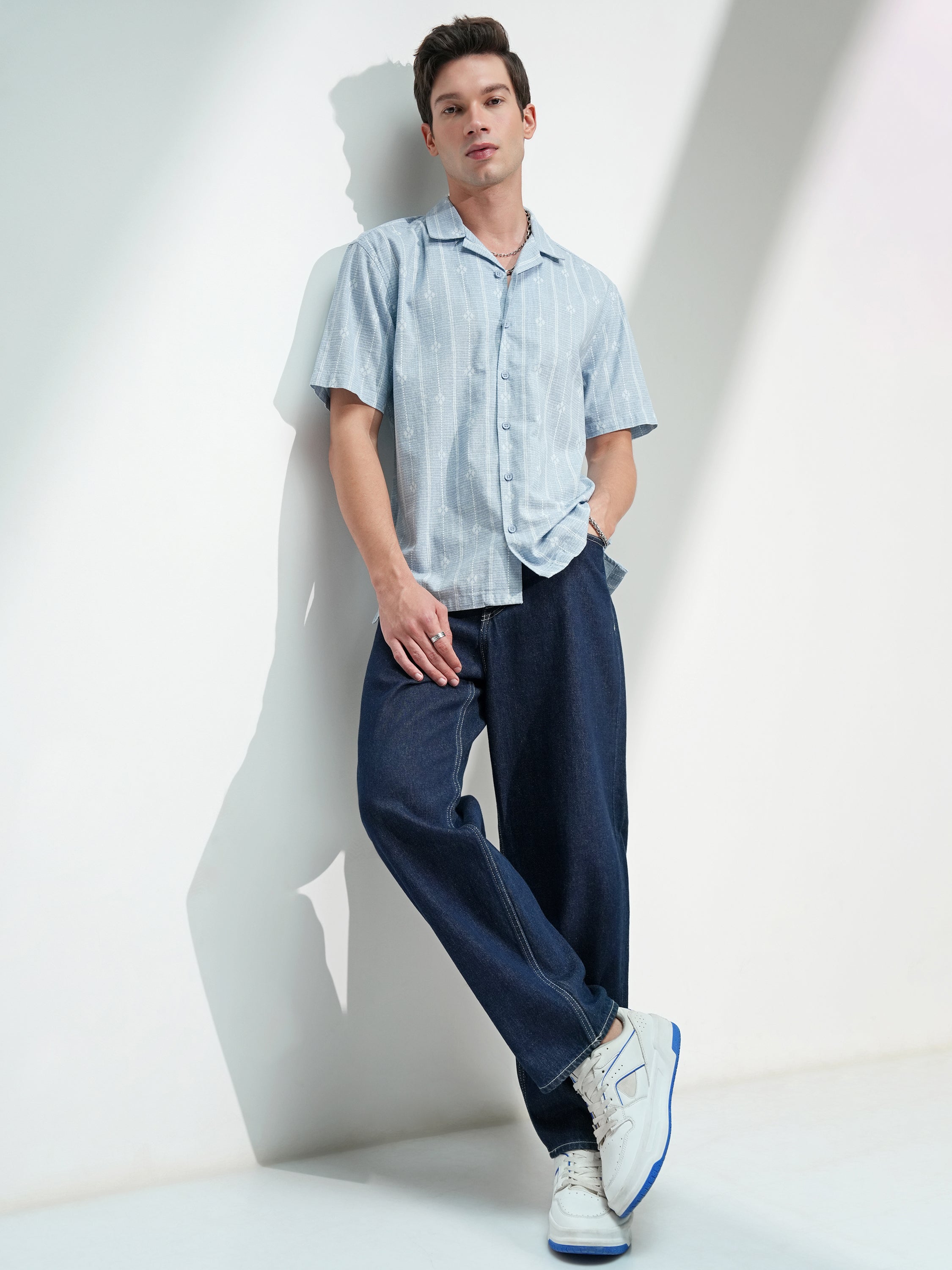 Highlander Men Blue Printed Relaxed Fit Casual Shirt - Blue - Image 2