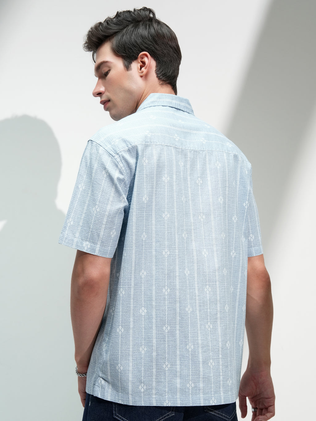 Highlander Men Blue Printed Relaxed Fit Casual Shirt - Blue - Image 3