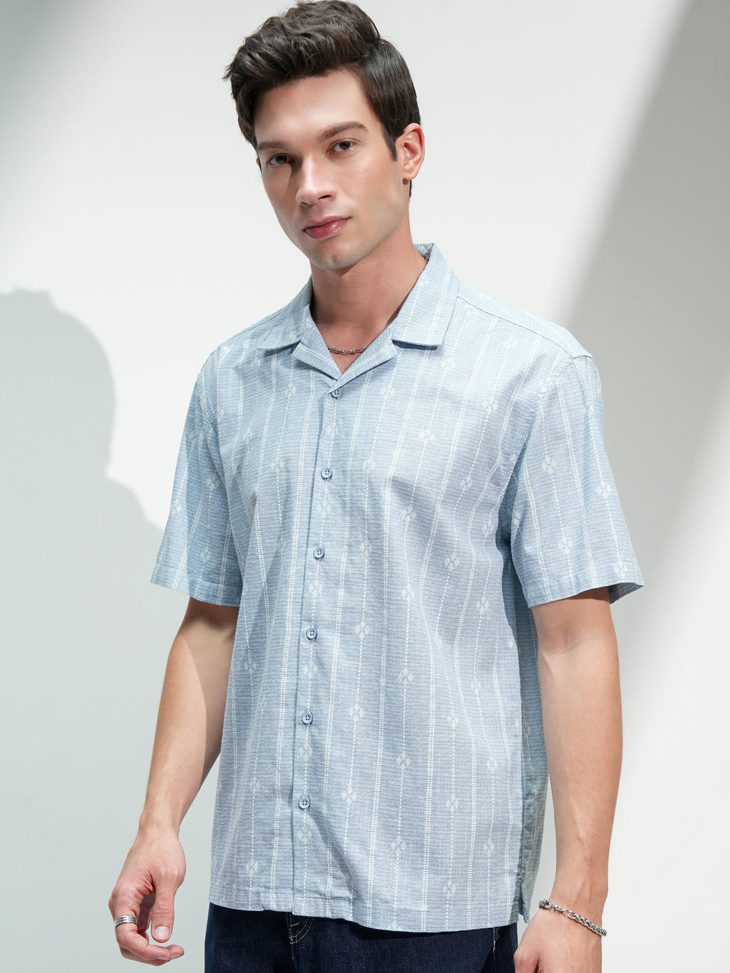 Highlander Men Blue Printed Relaxed Fit Casual Shirt - Blue - Image 4