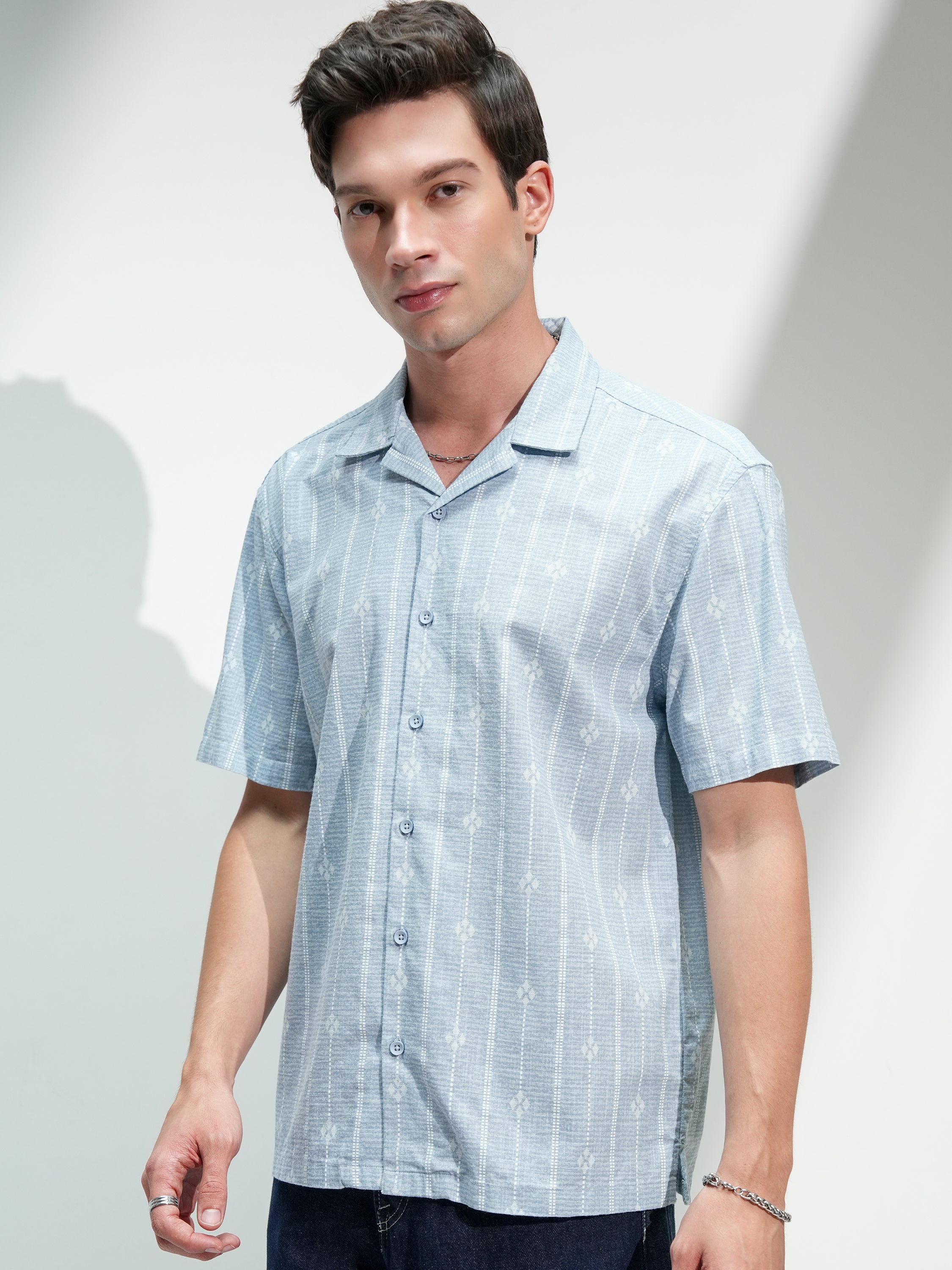 Highlander Men Blue Printed Relaxed Fit Casual Shirt - Blue - Image 4