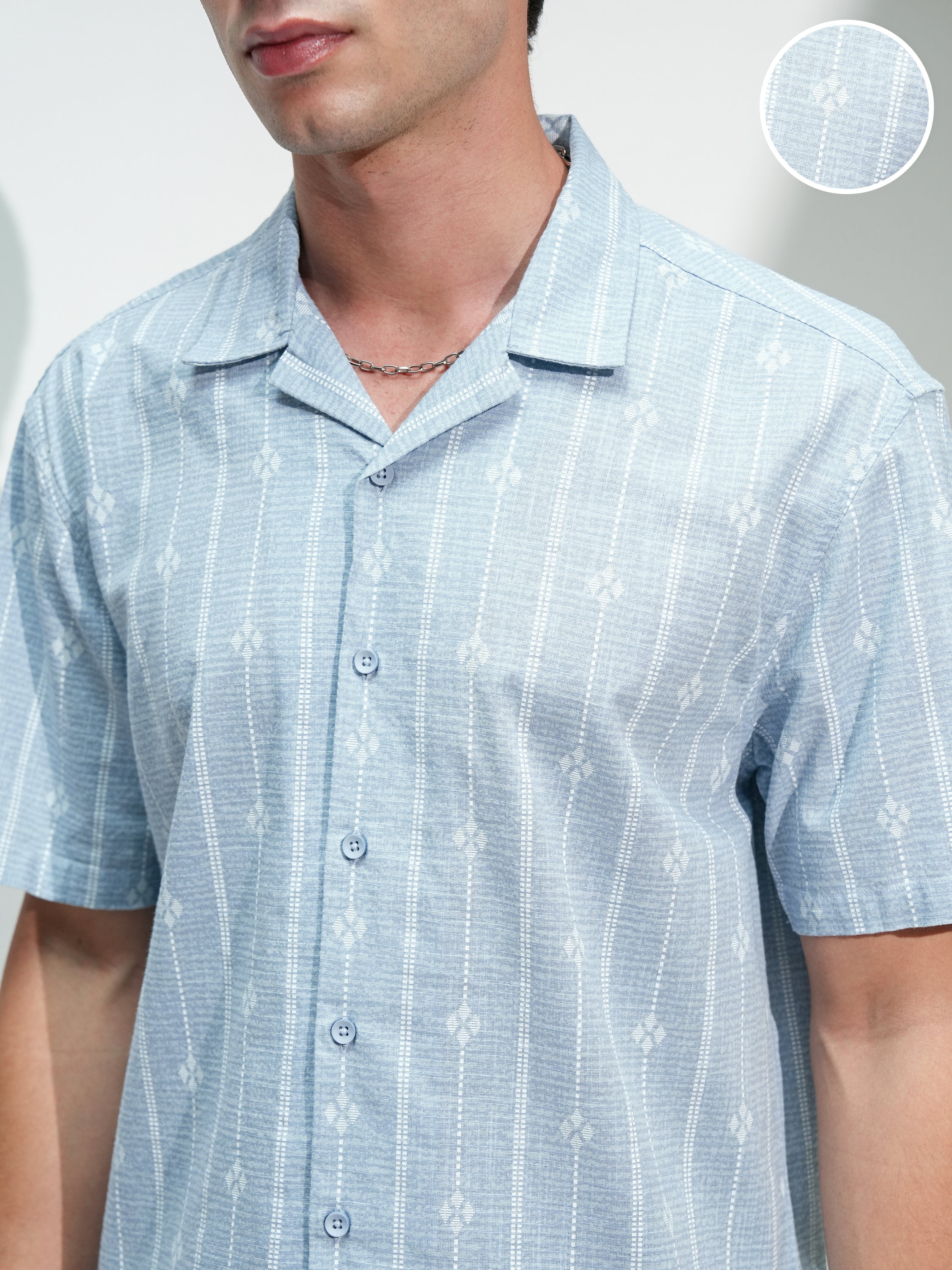Highlander Men Blue Printed Relaxed Fit Casual Shirt - Blue - Image 5