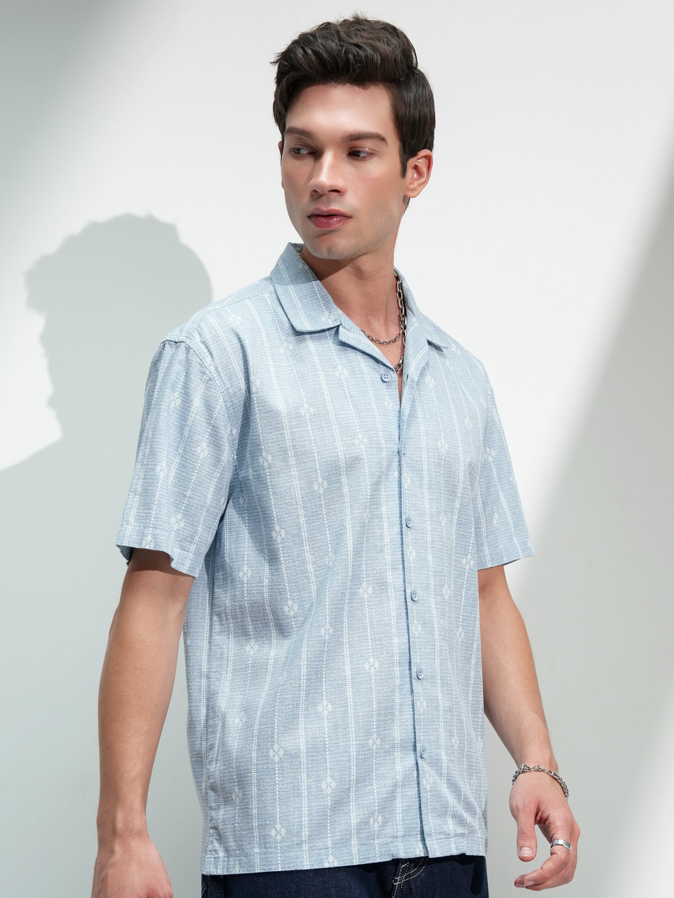 Highlander Men Blue Printed Relaxed Fit Casual Shirt - Blue - Image 6