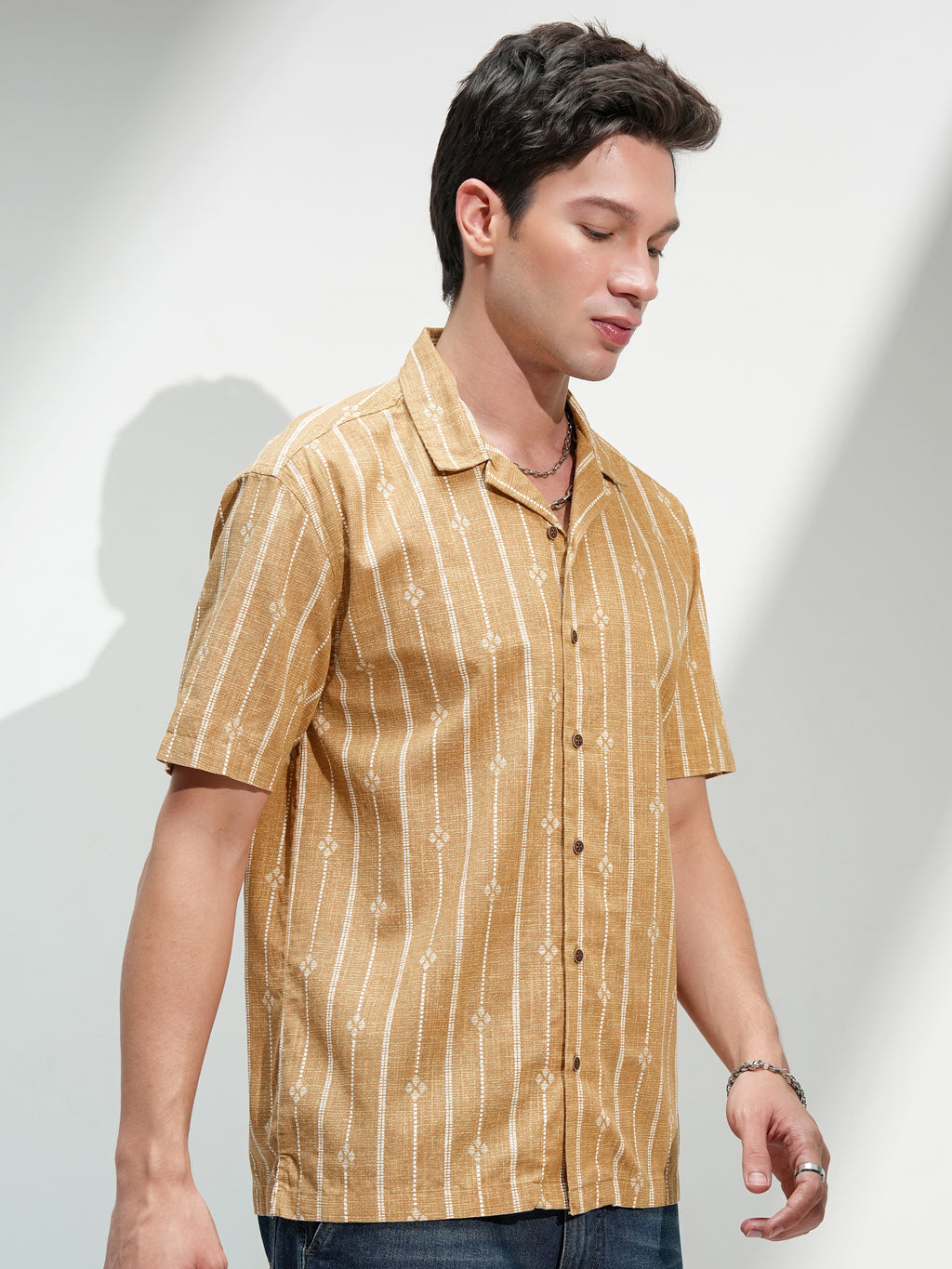 Highlander Men Mustard Printed Relaxed Fit Casual Shirt - Mustard - Image 6