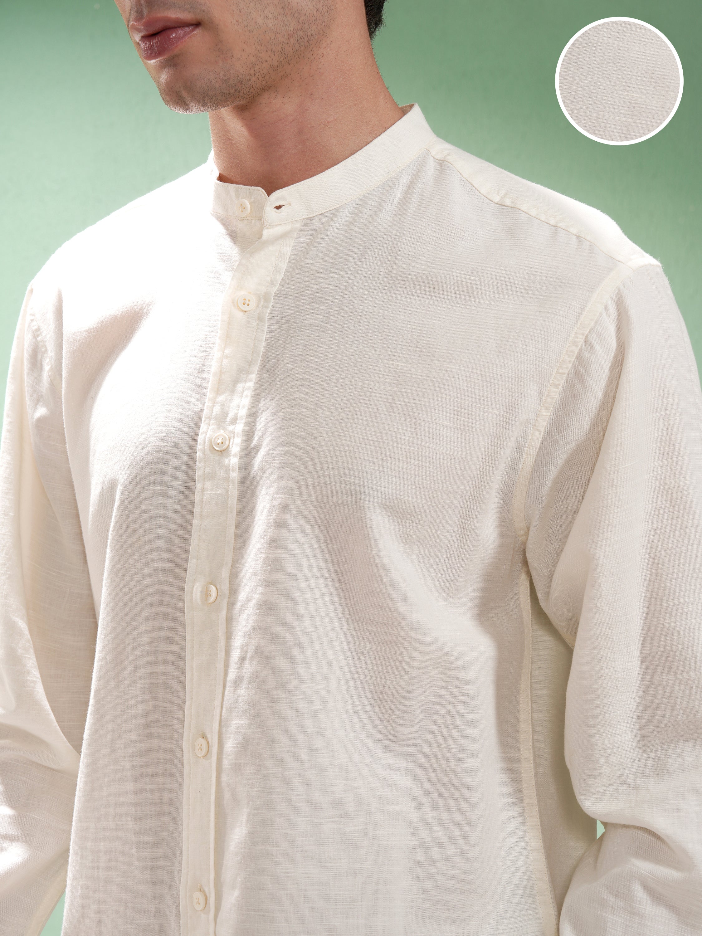 Highlander Men Off White Self Design Relaxed Fit Casual Shirt - Off White - Image 5