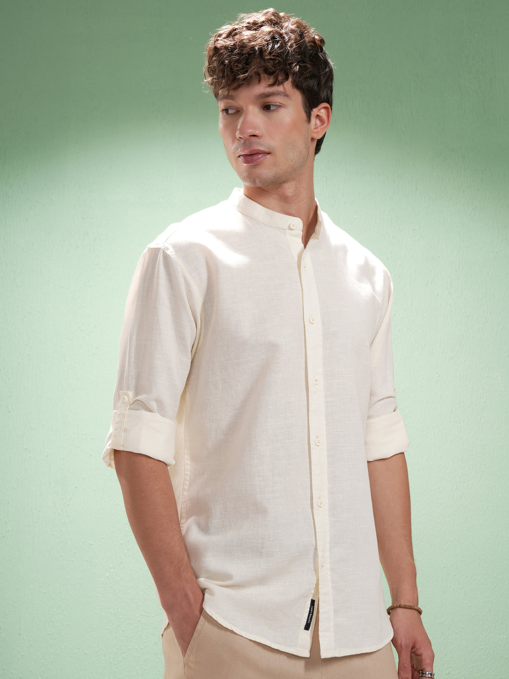 Highlander Men Off White Self Design Relaxed Fit Casual Shirt - Off White - Image 6
