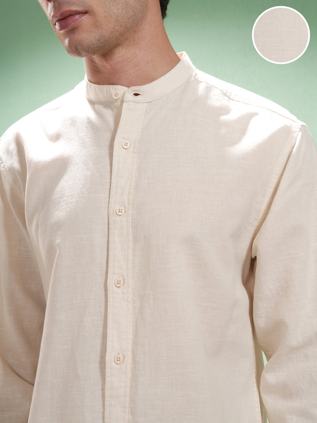 Highlander Men Cream Self Design Relaxed Fit Casual Shirt - Cream - Image 5
