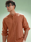 Highlander Men Rust Self Design Relaxed Fit Casual Shirt - Rust - Image 1