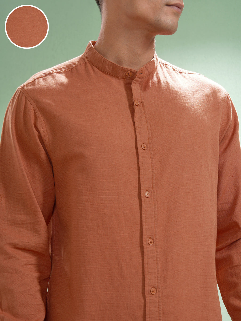 Highlander Men Rust Self Design Relaxed Fit Casual Shirt - Rust - Image 5