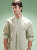 Highlander Men Green Self Design Relaxed Fit Casual Shirt - Green - Image 1