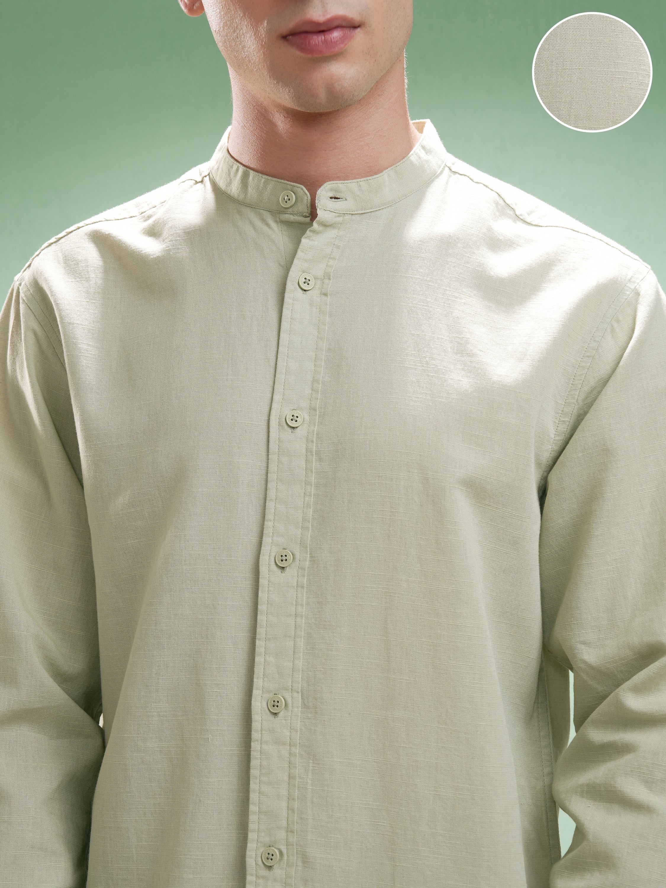 Highlander Men Green Self Design Relaxed Fit Casual Shirt - Green - Image 5