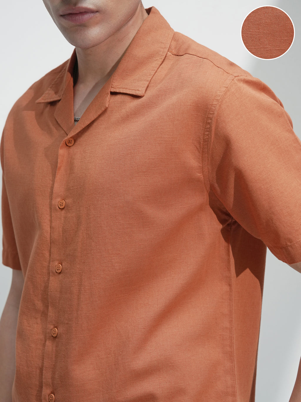 Highlander Men Rust Self Design Relaxed Fit Casual Shirt - Rust - Image 5