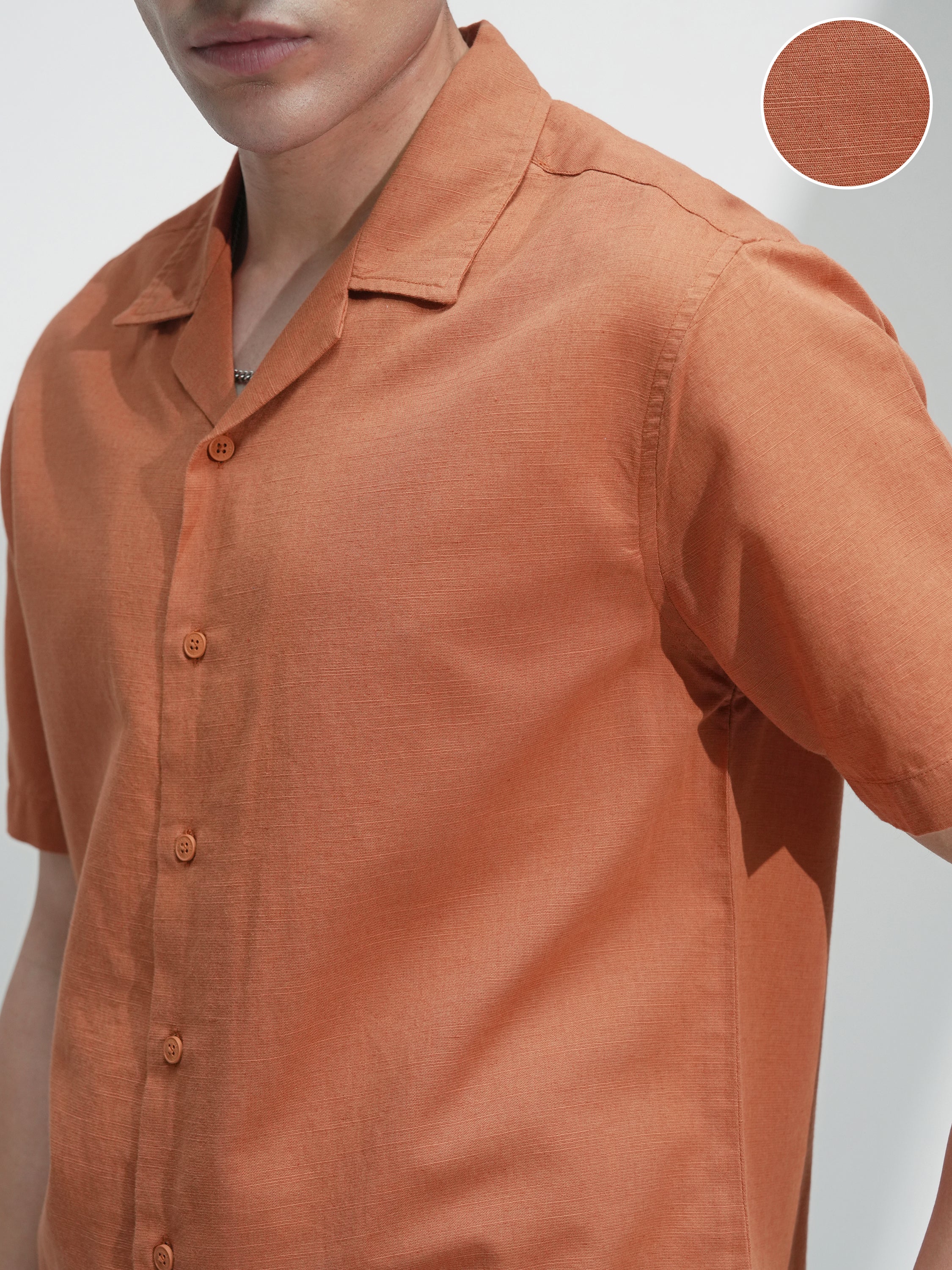 Highlander Men Rust Self Design Relaxed Fit Casual Shirt - Rust - Image 5