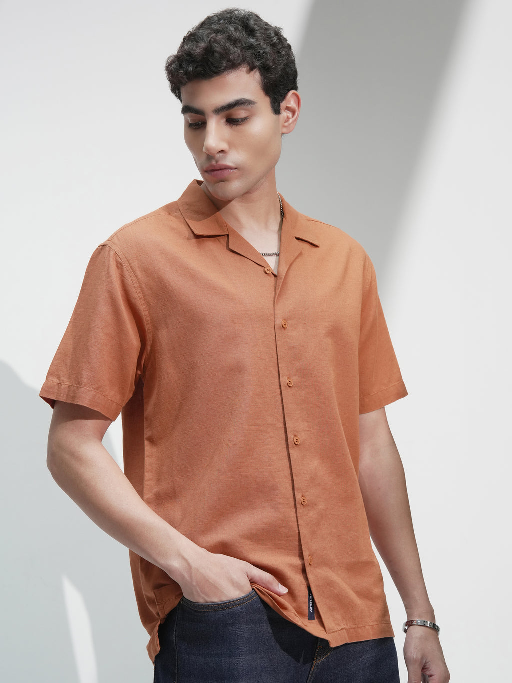 Highlander Men Rust Self Design Relaxed Fit Casual Shirt - Rust - Image 6