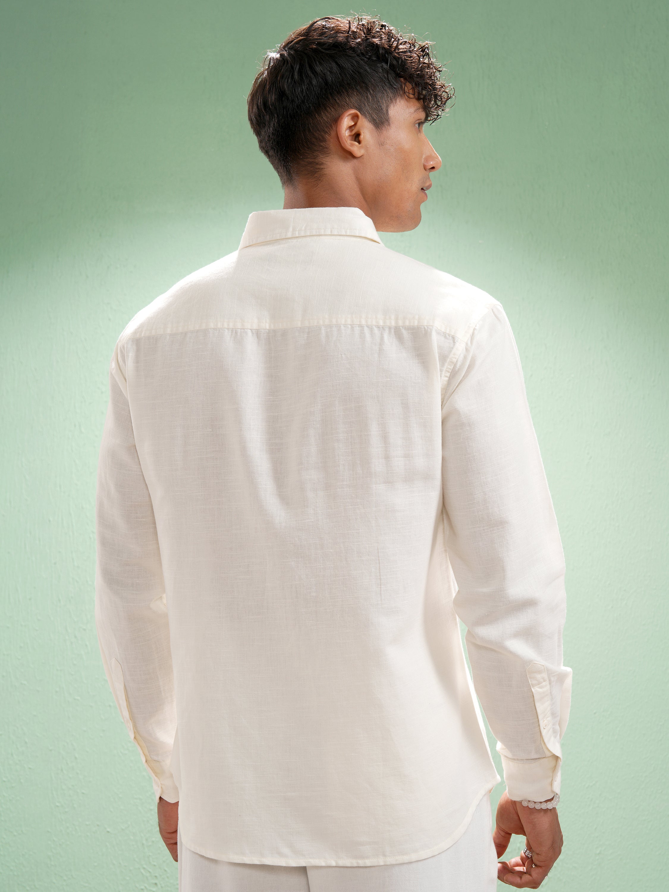 Highlander Men Off White Self Design Relaxed Fit Casual Shirt - Off White - Image 3