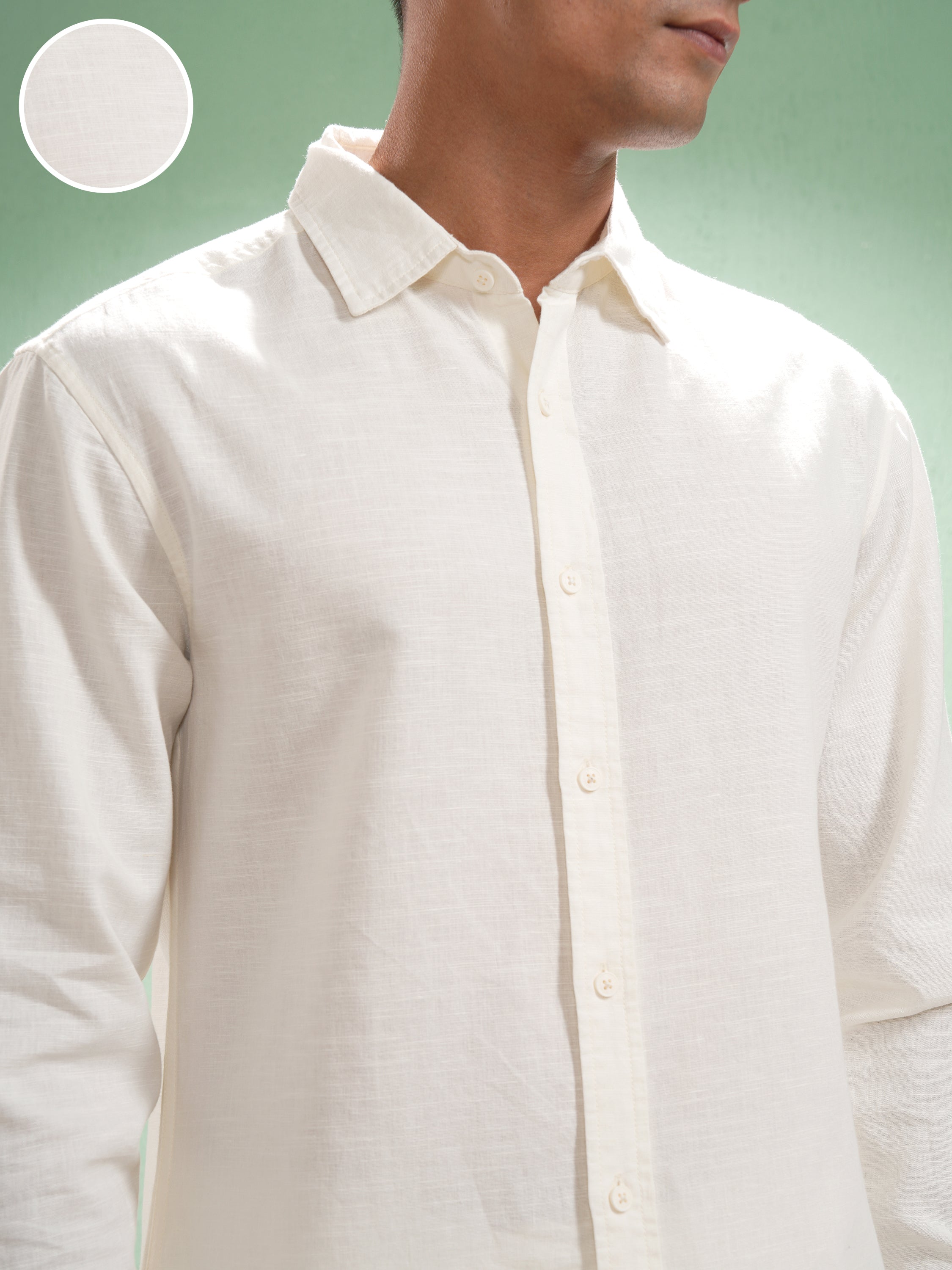 Highlander Men Off White Self Design Relaxed Fit Casual Shirt - Off White - Image 5
