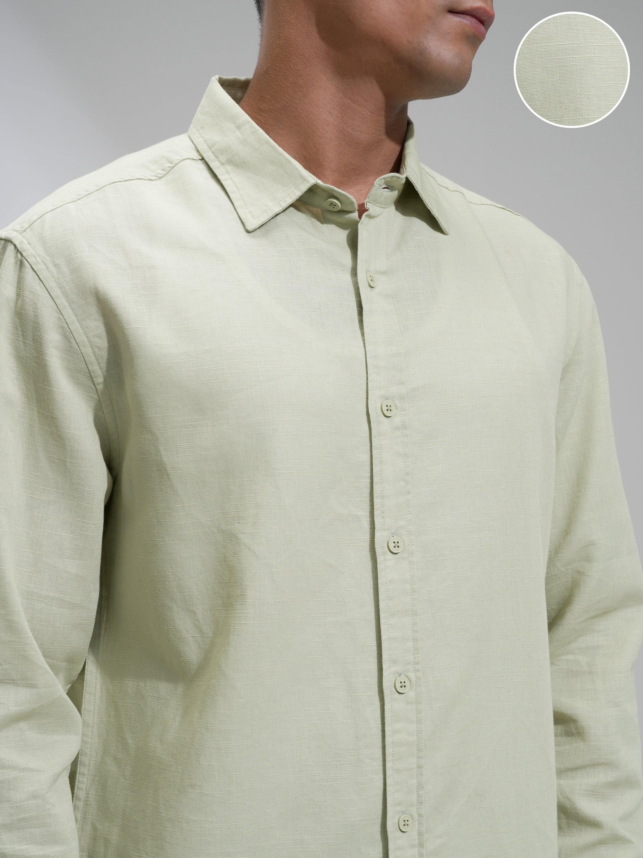 Highlander Men Green Self Design Relaxed Fit Casual Shirt - Green - Image 5