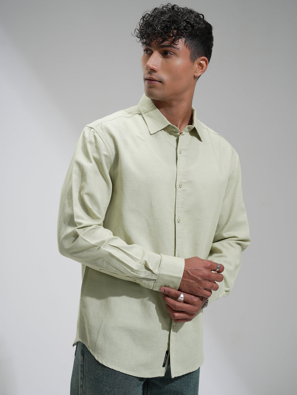 Highlander Men Green Self Design Relaxed Fit Casual Shirt - Green - Image 6