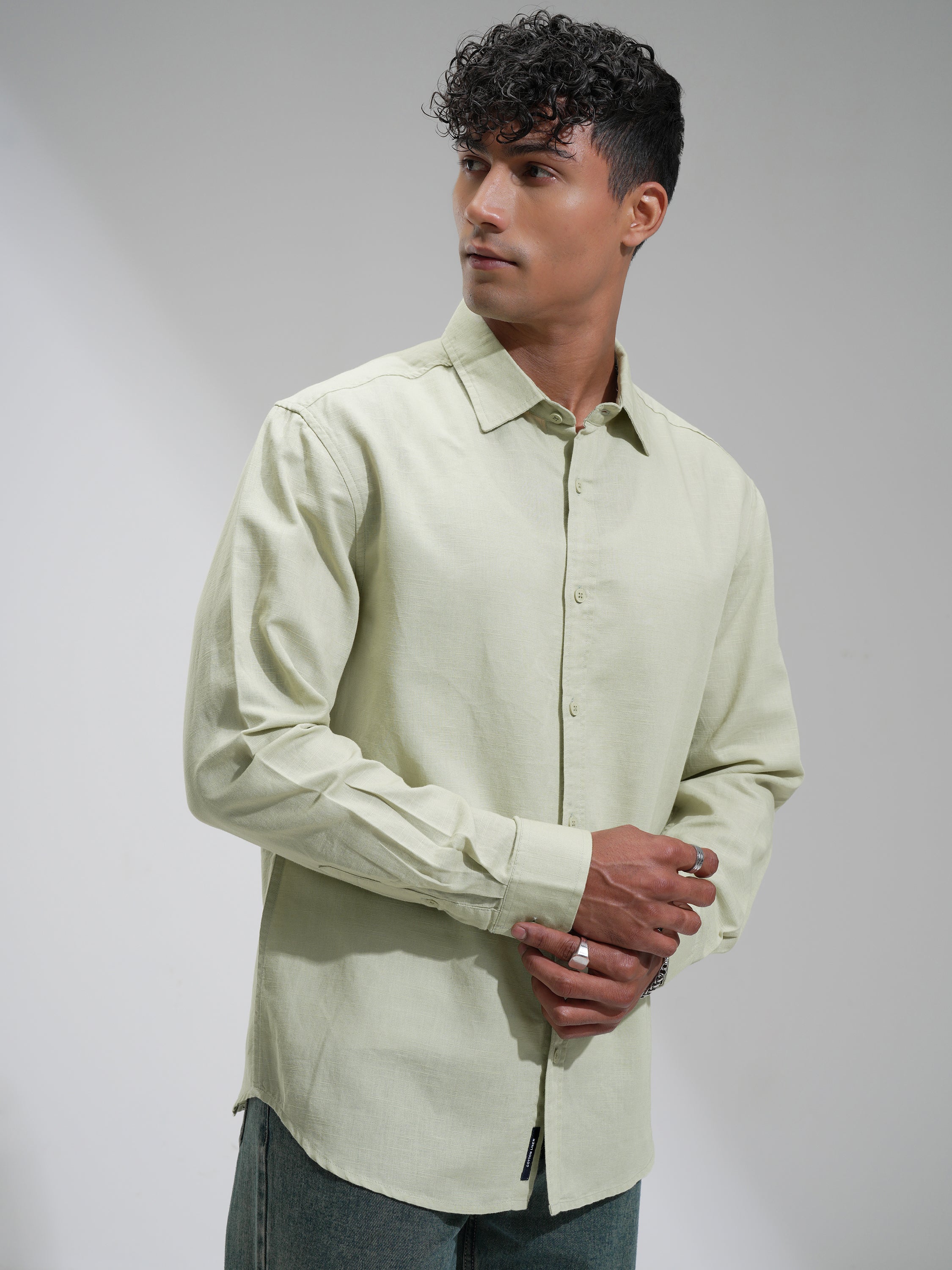 Highlander Men Green Self Design Relaxed Fit Casual Shirt - Green - Image 6