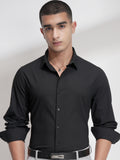 Highlander Men Black Self Design Slim Fit Casual Shirt - Black - Image 1