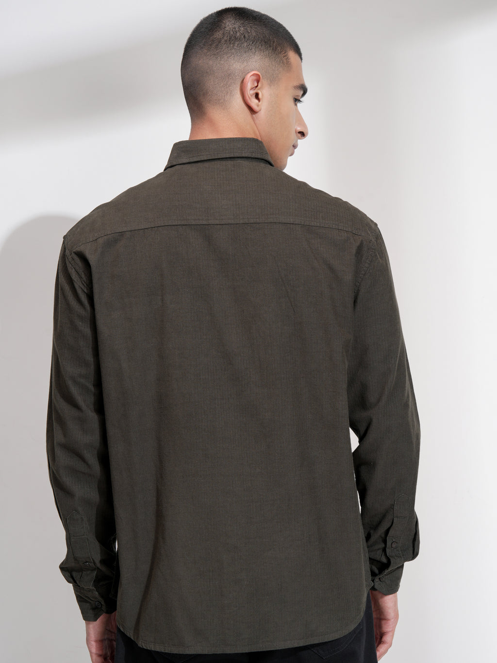 Highlander Men Olive Solid Relaxed Fit Casual Shirt - Olive - Image 3