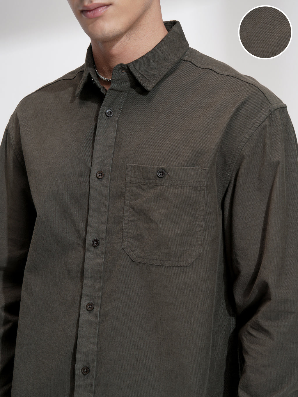 Highlander Men Olive Solid Relaxed Fit Casual Shirt - Olive - Image 5