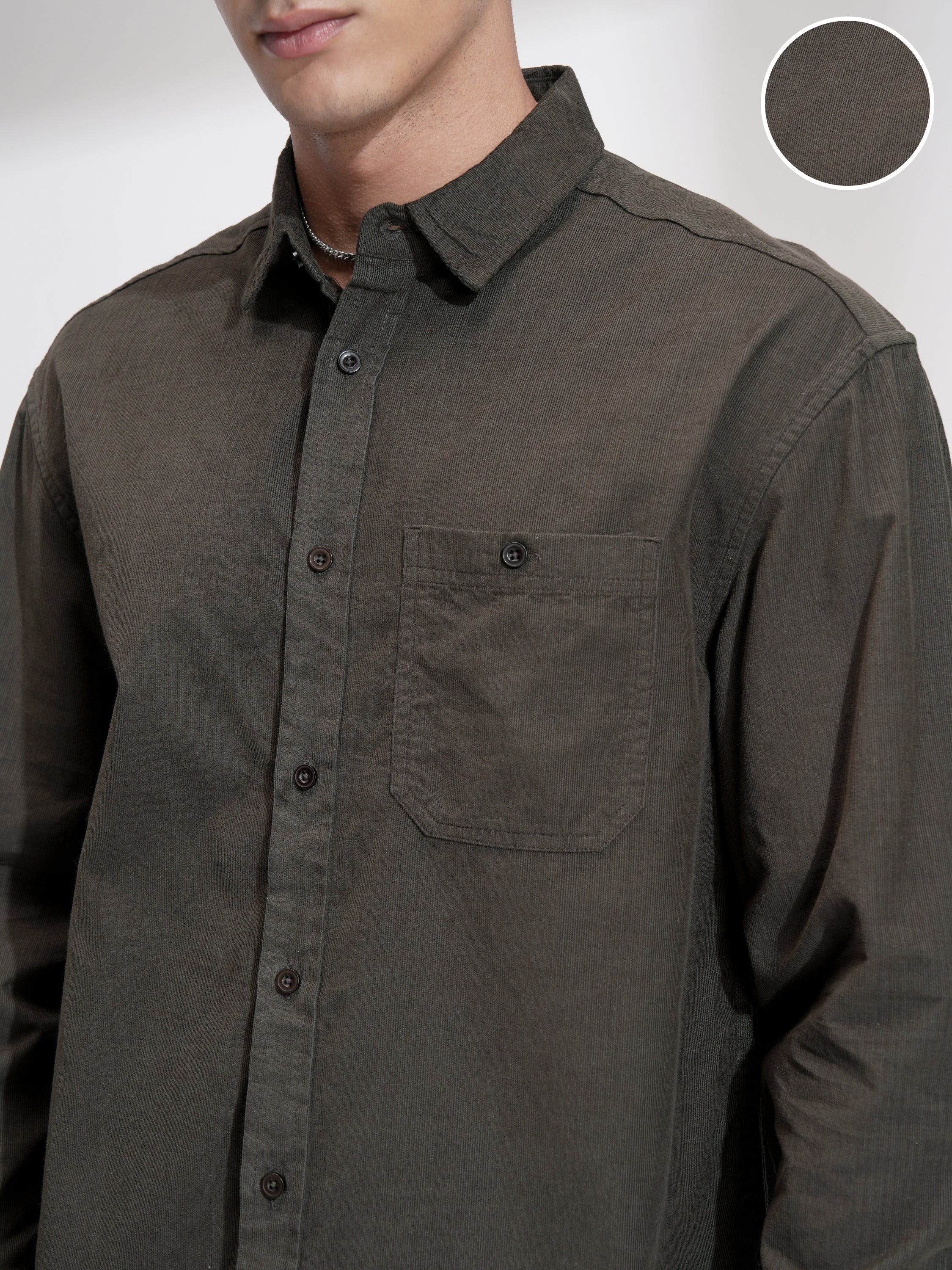 Highlander Men Olive Solid Relaxed Fit Casual Shirt - Olive - Image 5