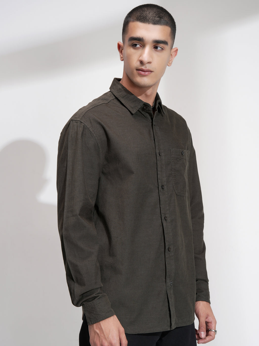 Highlander Men Olive Solid Relaxed Fit Casual Shirt - Olive - Image 6