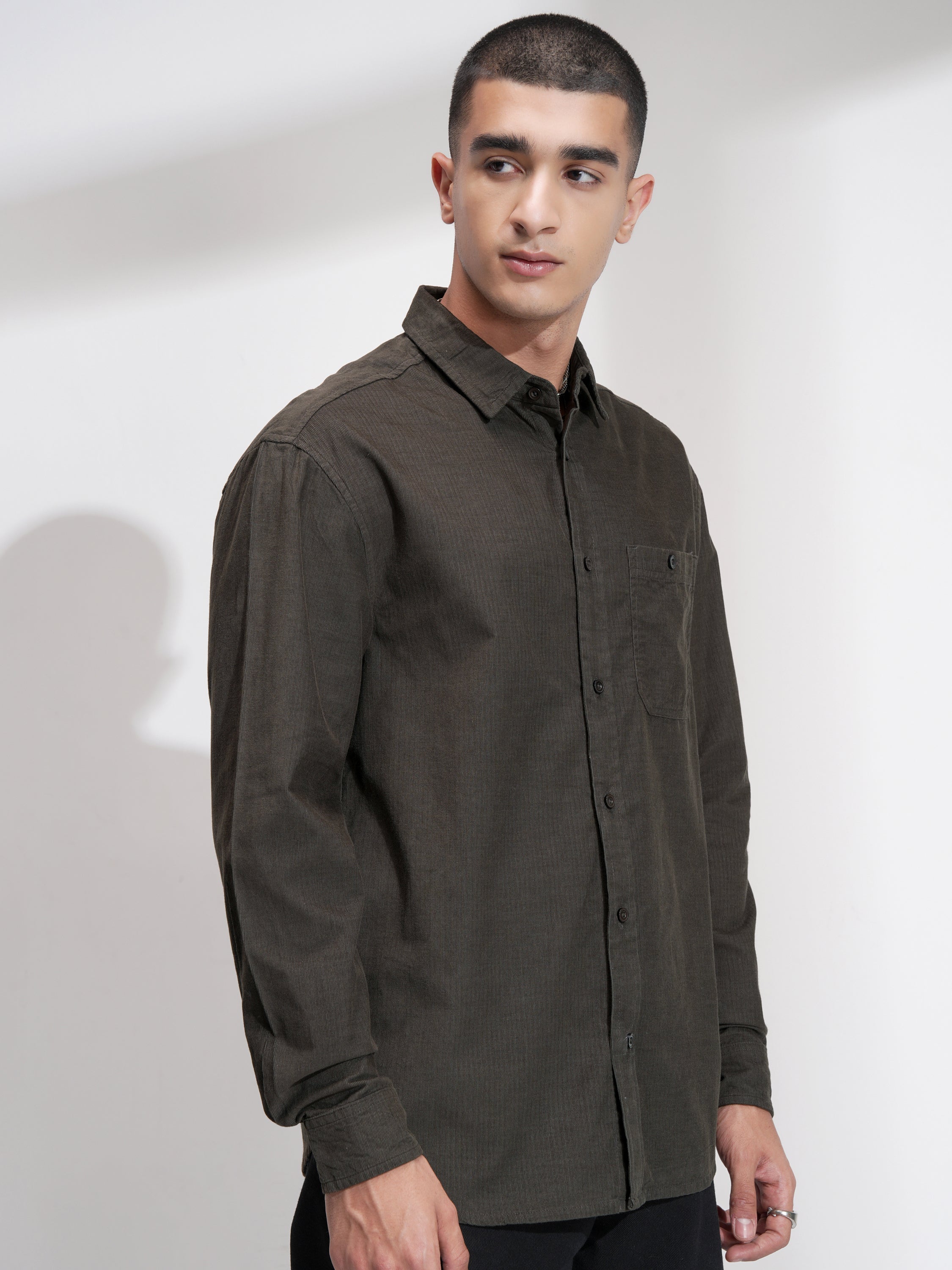 Highlander Men Olive Solid Relaxed Fit Casual Shirt - Olive - Image 6
