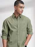Highlander Men Olive Solid Relaxed Fit Casual Shirt - Olive - Image 1
