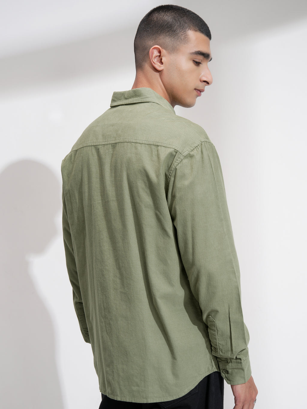 Highlander Men Olive Solid Relaxed Fit Casual Shirt - Olive - Image 3