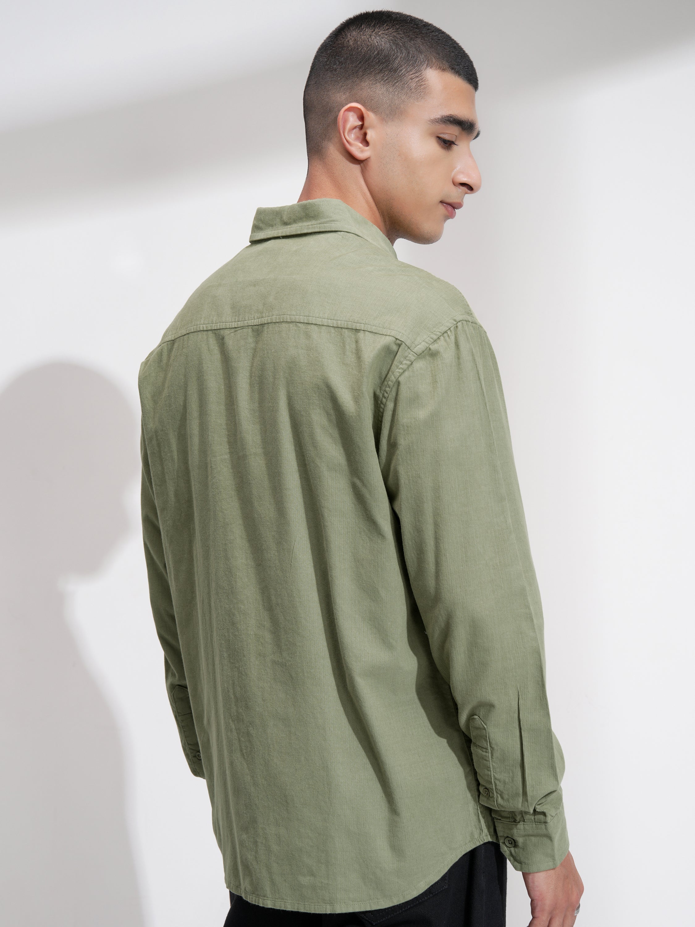Highlander Men Olive Solid Relaxed Fit Casual Shirt - Olive - Image 3