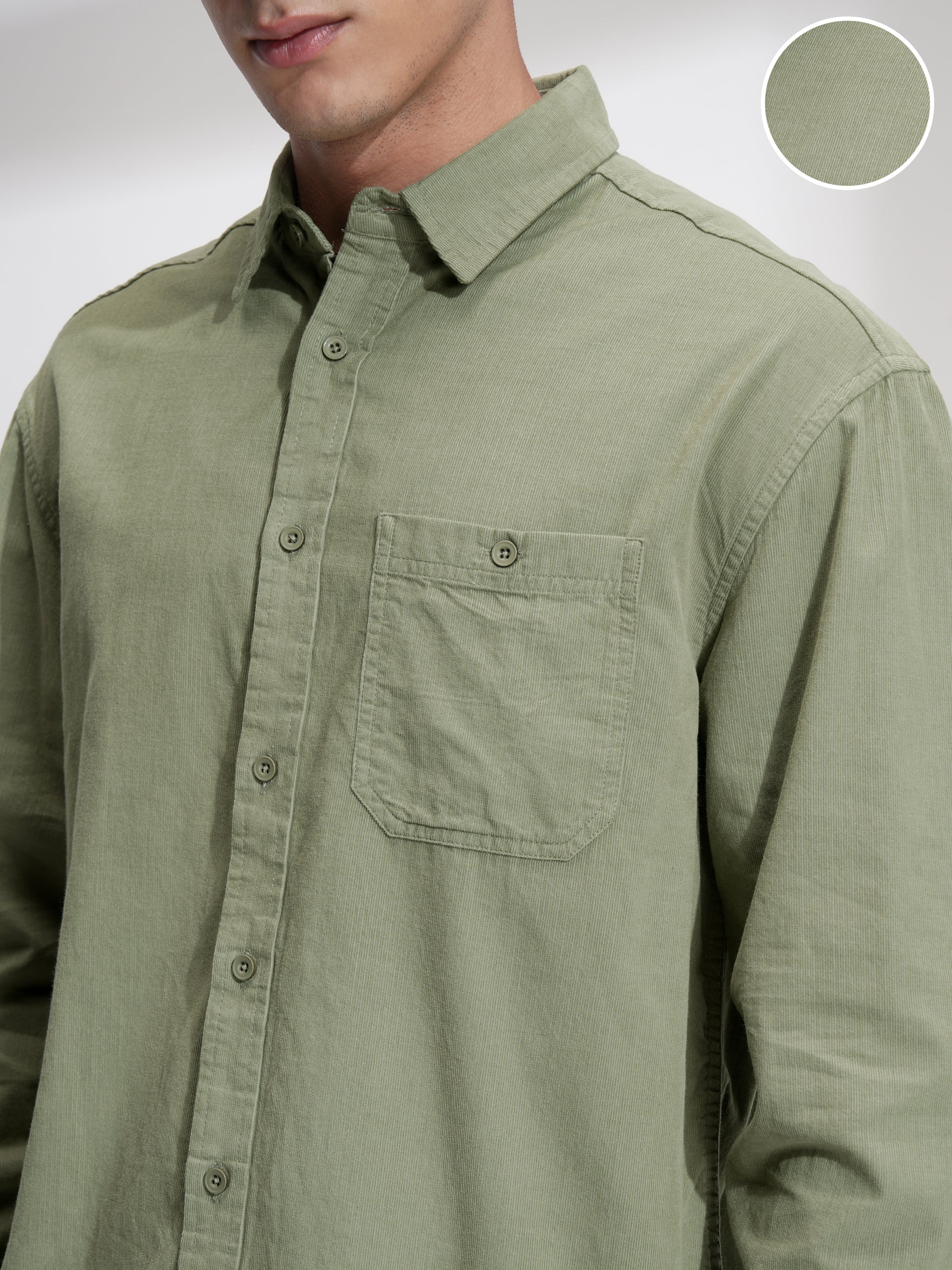 Highlander Men Olive Solid Relaxed Fit Casual Shirt - Olive - Image 5