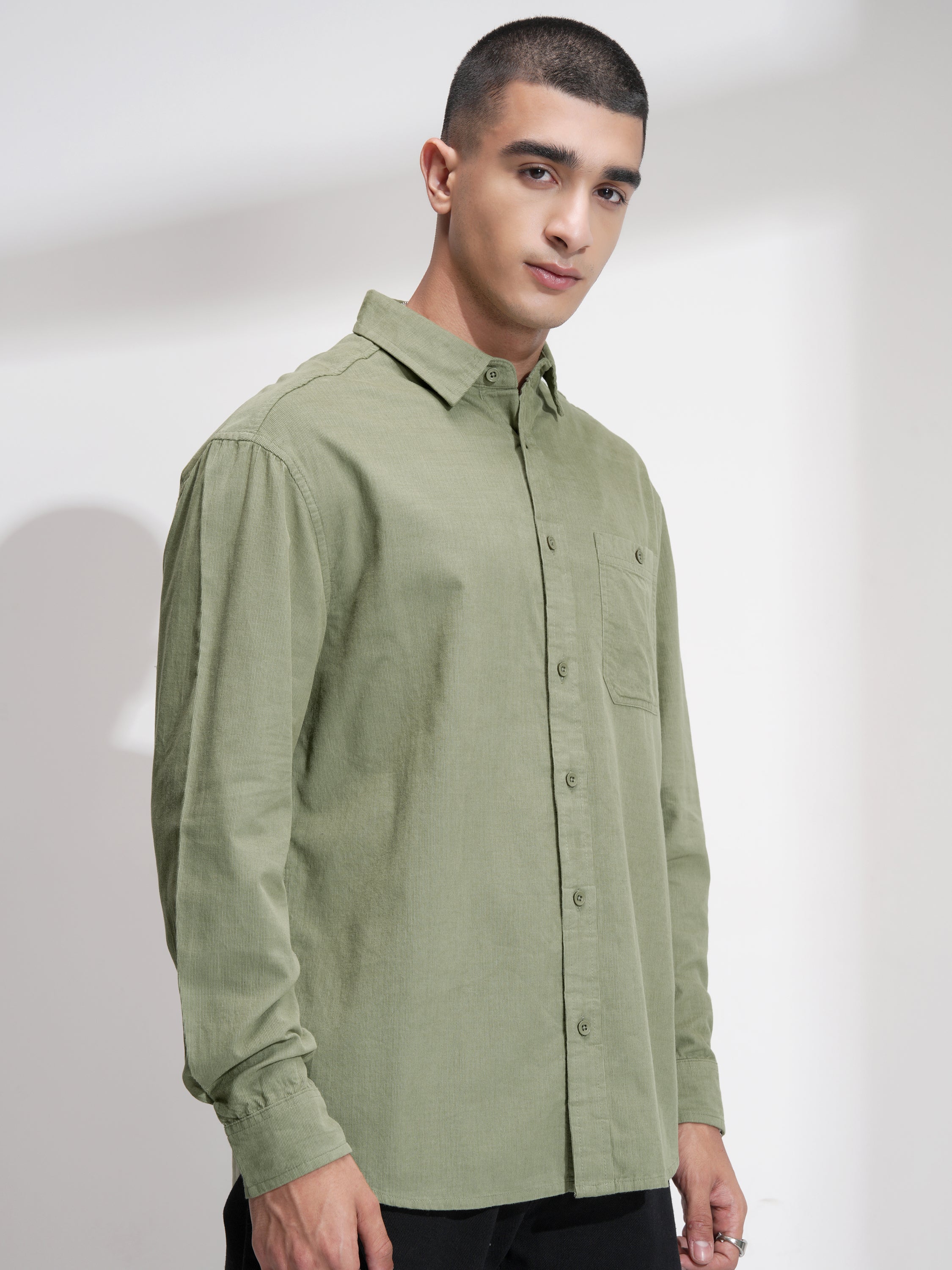 Highlander Men Olive Solid Relaxed Fit Casual Shirt - Olive - Image 6