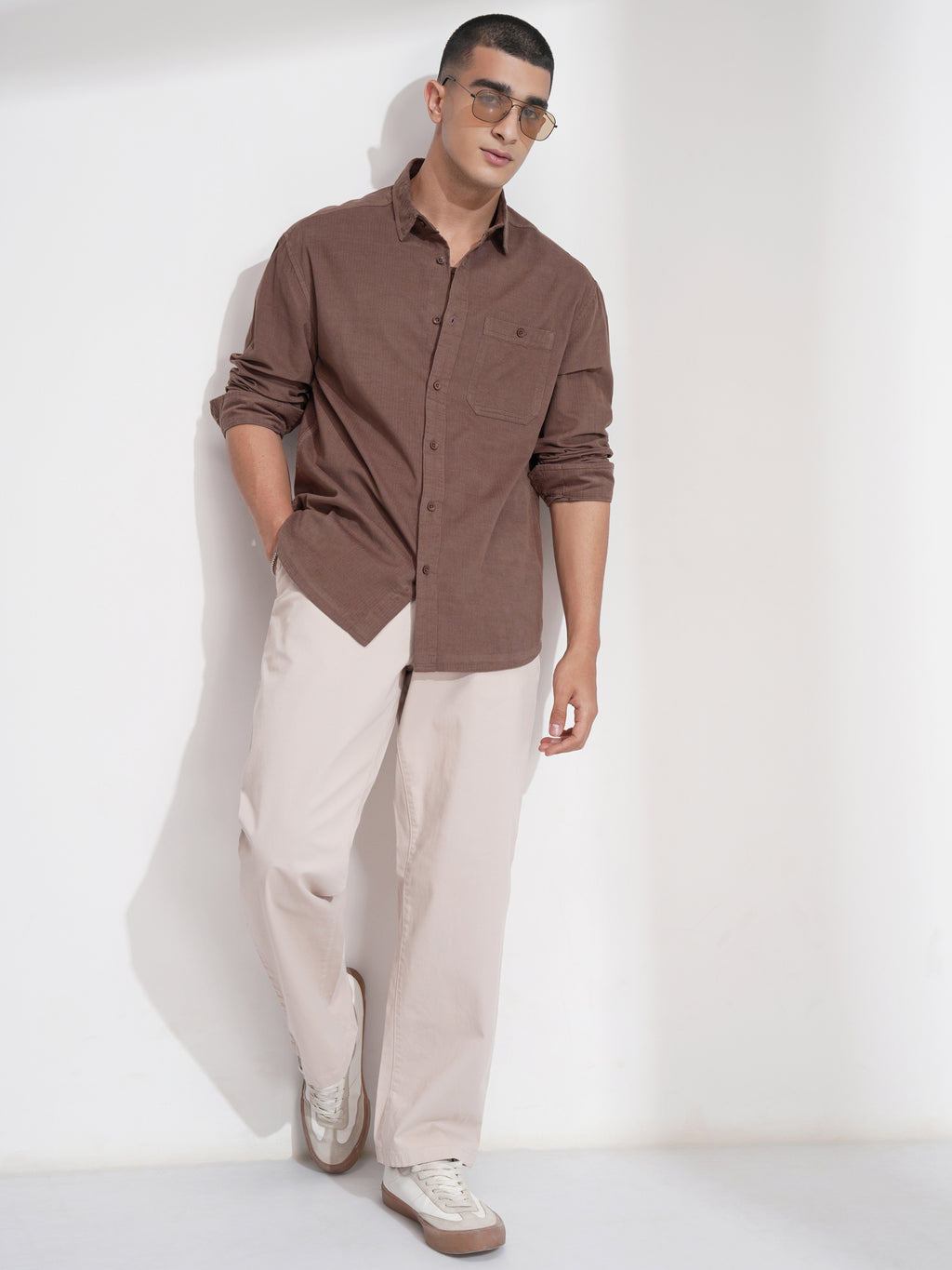 Highlander Men Brown Self Design Relaxed Fit Casual Shirt - Brown - Image 2