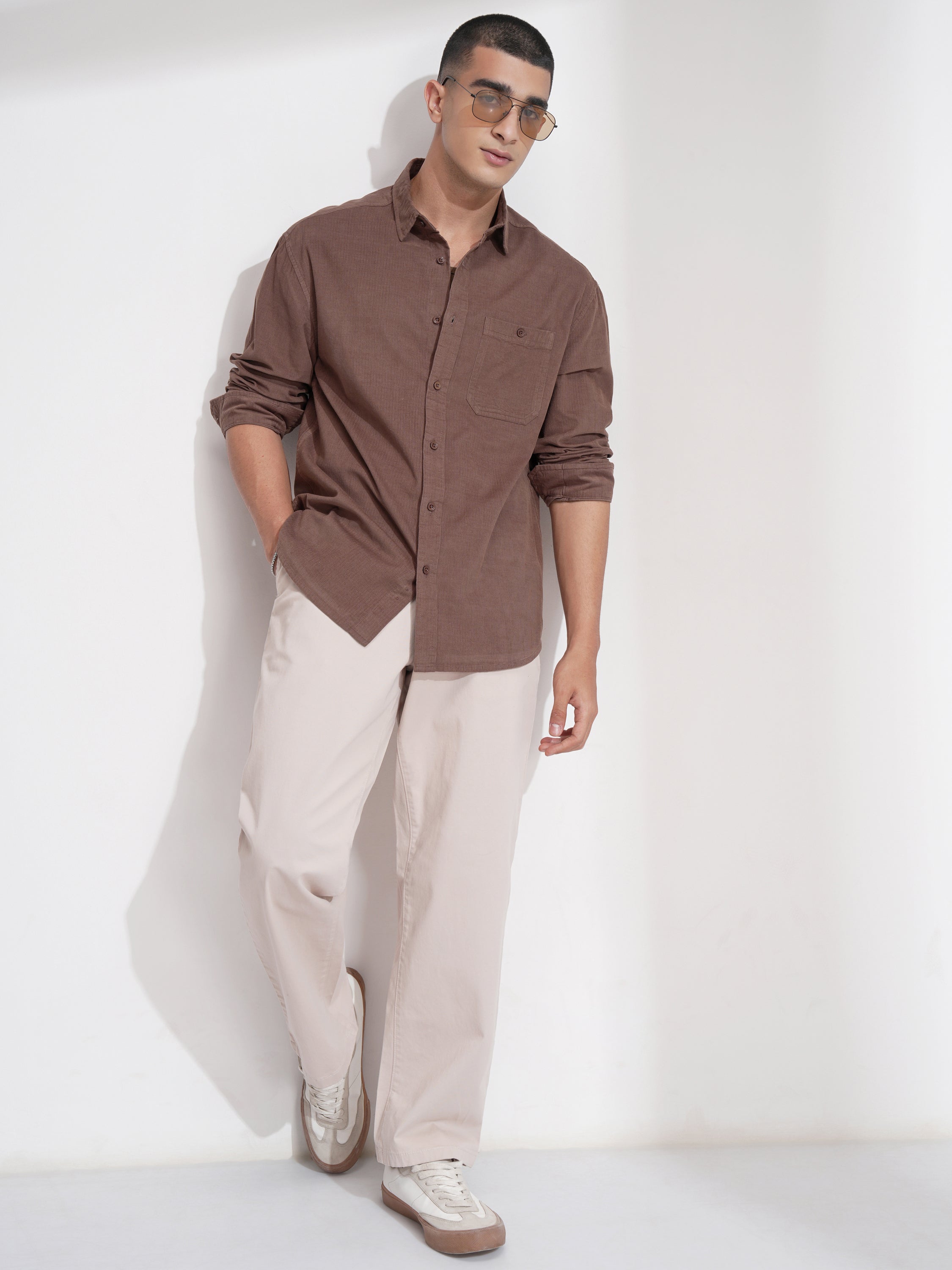 Highlander Men Brown Self Design Relaxed Fit Casual Shirt - Brown - Image 2