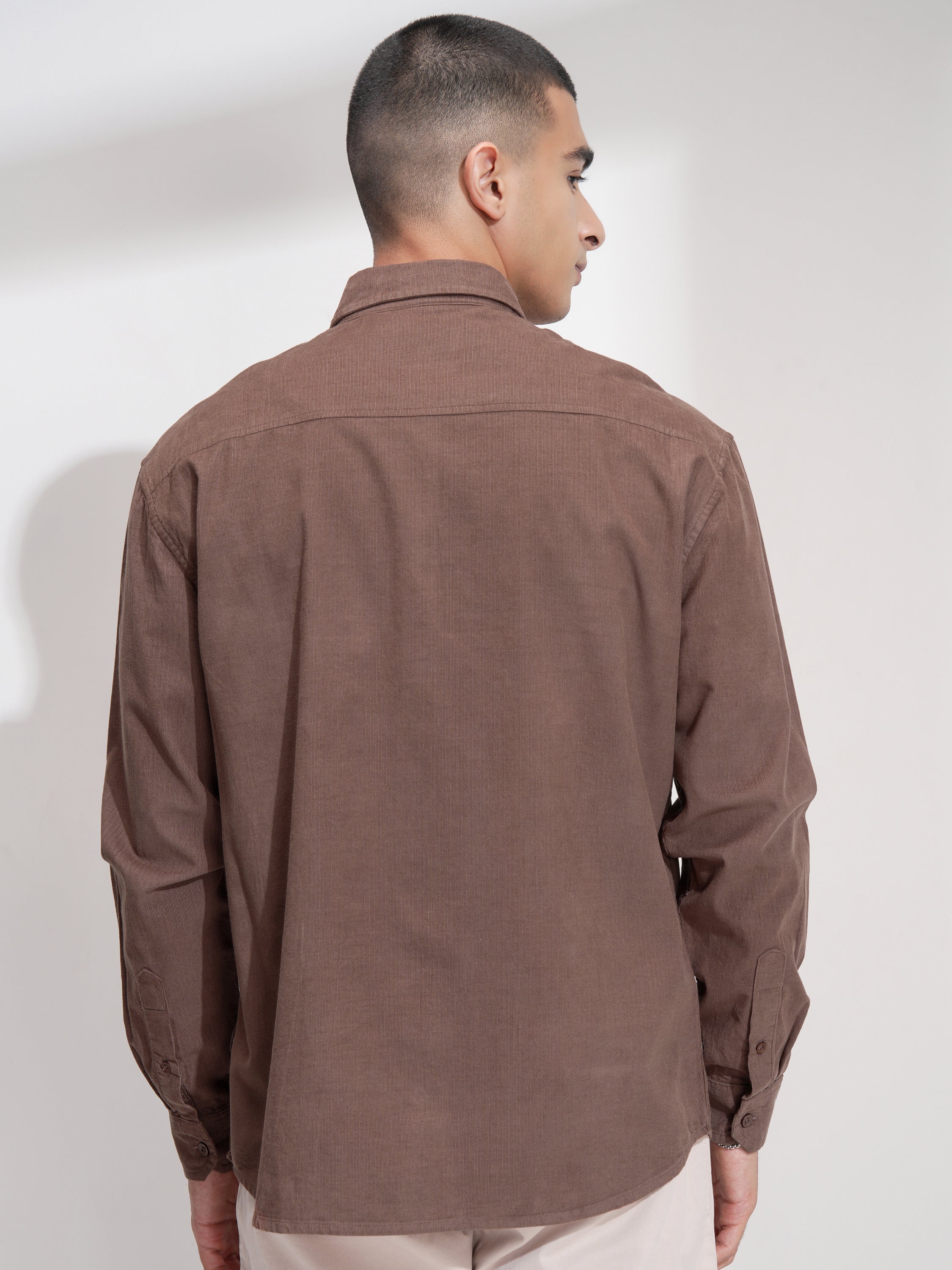 Highlander Men Brown Self Design Relaxed Fit Casual Shirt - Brown - Image 3
