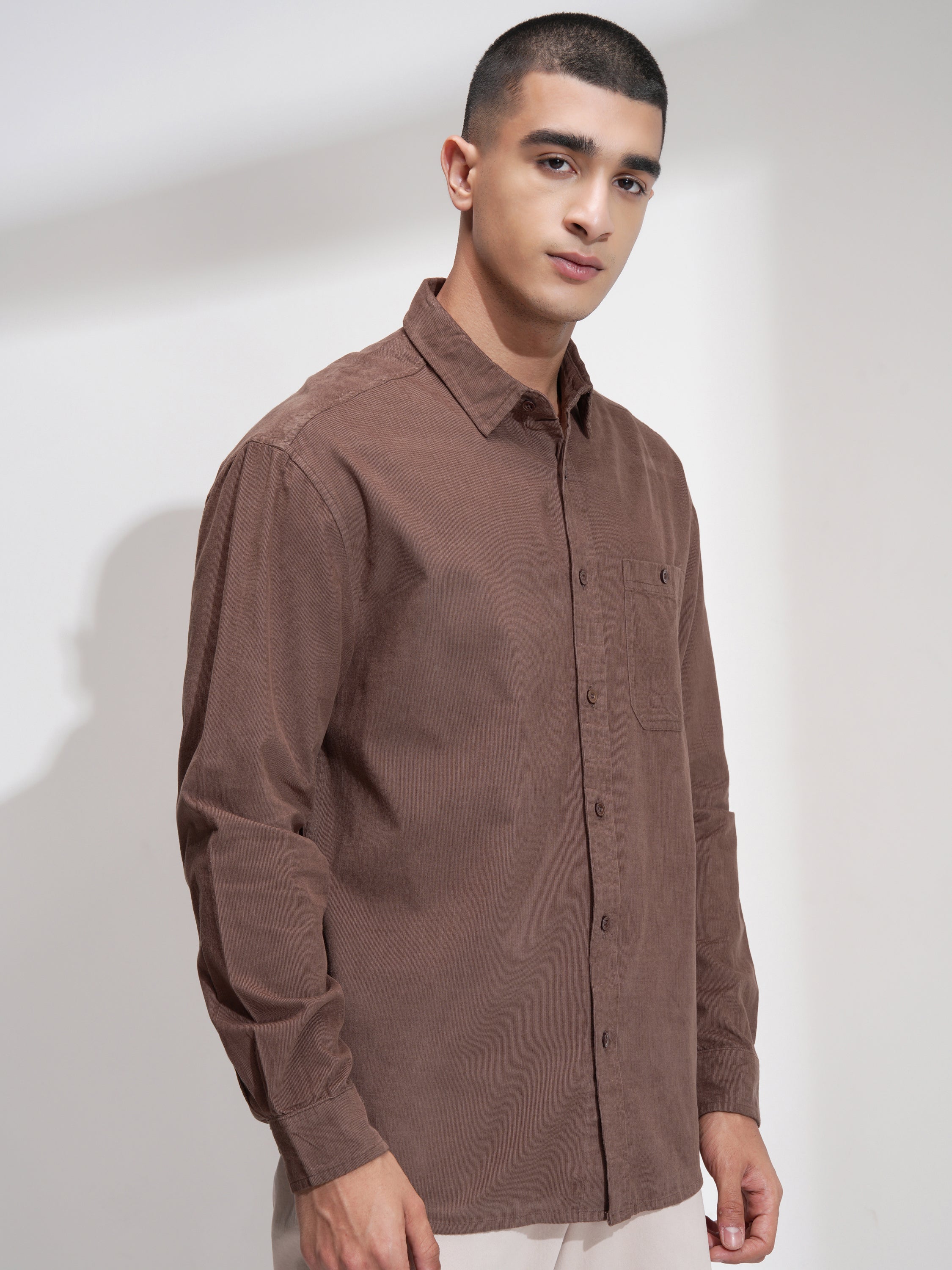 Highlander Men Brown Self Design Relaxed Fit Casual Shirt - Brown - Image 6