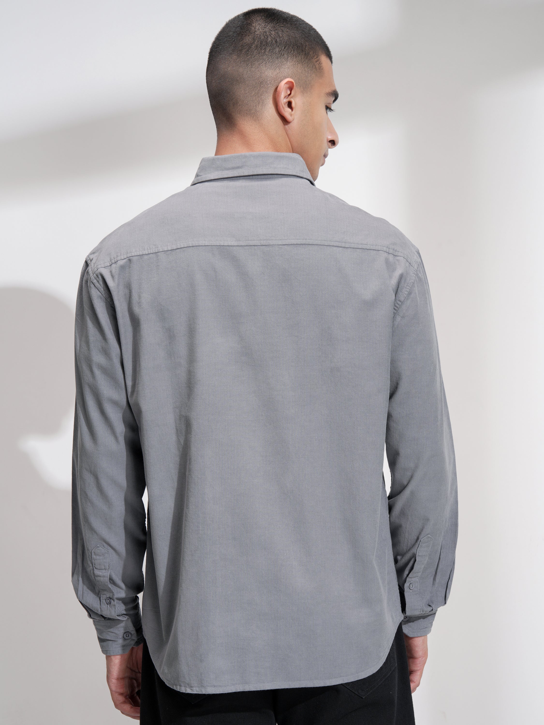Highlander Men Grey Solid Relaxed Fit Casual Shirt - Grey - Image 3